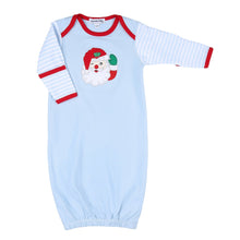  Winking Santa Applique Blue Lap Gown - Magnolia BabyGown