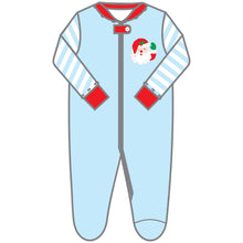  Winking Santa Applique Blue Zipper Footie - Magnolia BabyFootie