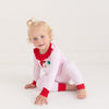 Winking Santa Applique Ruffle Big Kids Long Pajamas - Pink - Magnolia BabyLong Pajamas