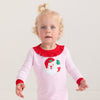 Winking Santa Applique Ruffle Big Kids Long Pajamas - Pink - Magnolia BabyLong Pajamas