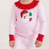 Winking Santa Applique Ruffle Big Kids Long Pajamas - Pink - Magnolia BabyLong Pajamas