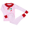 Winking Santa Applique Ruffle Infant/Toddler Long Pajamas - Pink - Magnolia BabyLong Pajamas