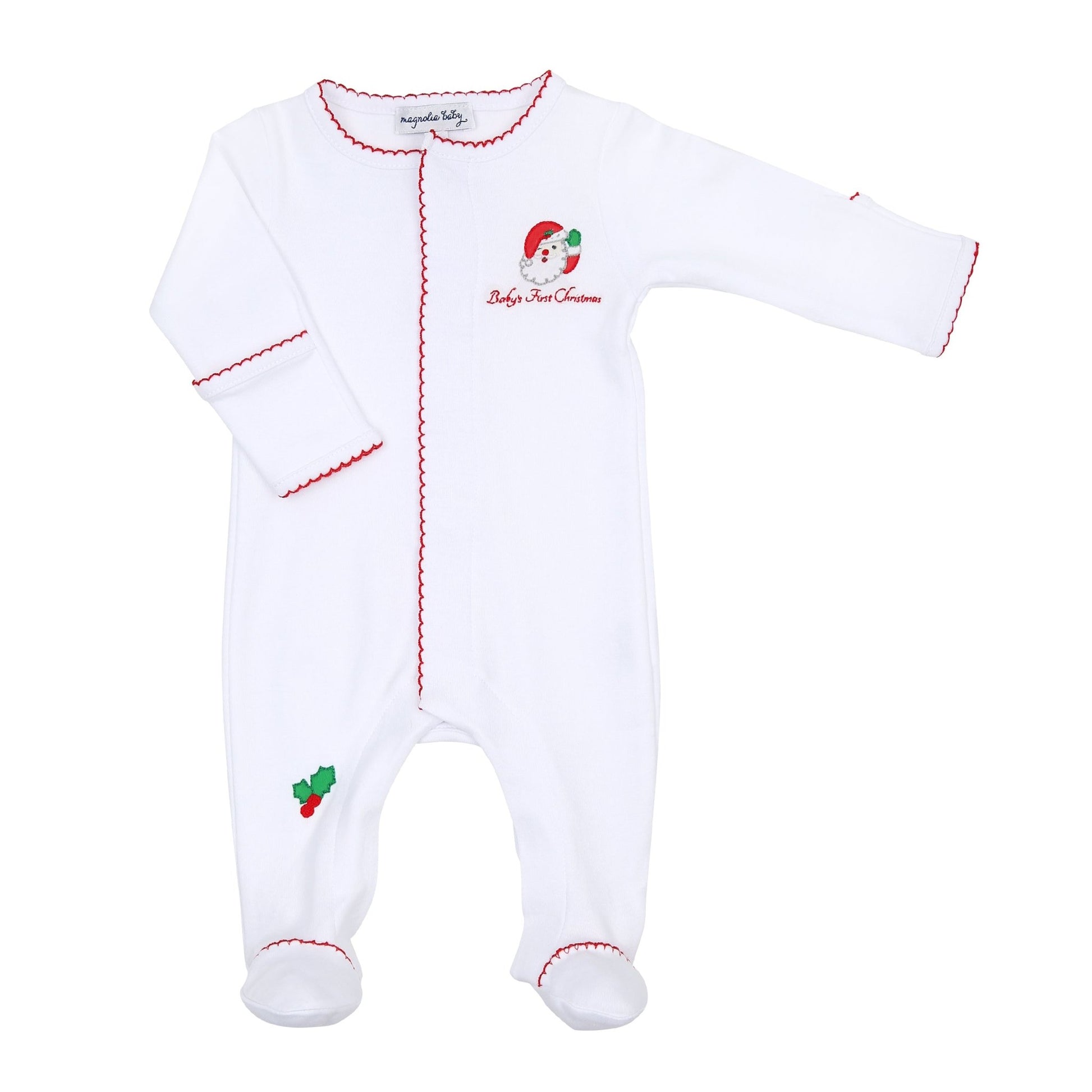 Winking Santa Embroidered Baby's First Footie - Magnolia BabyFootie