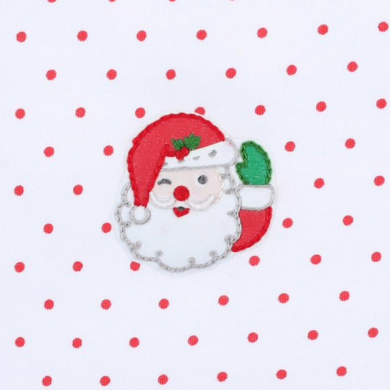 Winking Santa Embroidered Footie - Magnolia BabyFootie