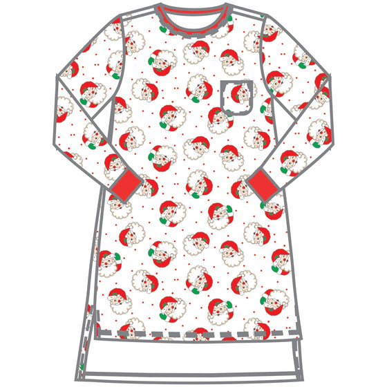 Winking Santa Women's Night Long Sleeve Shirt - Magnolia BabyNight Shirt