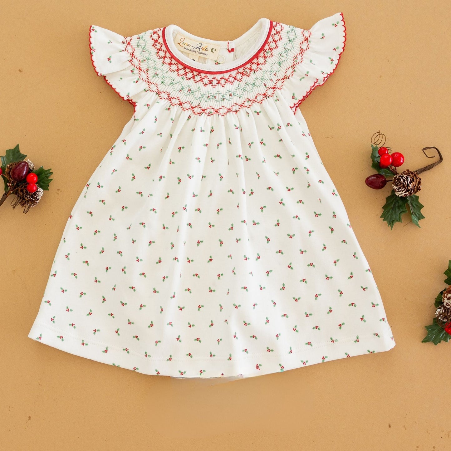 Winter Berries Bishop Flutters Dress - Magnolia BabyDress
