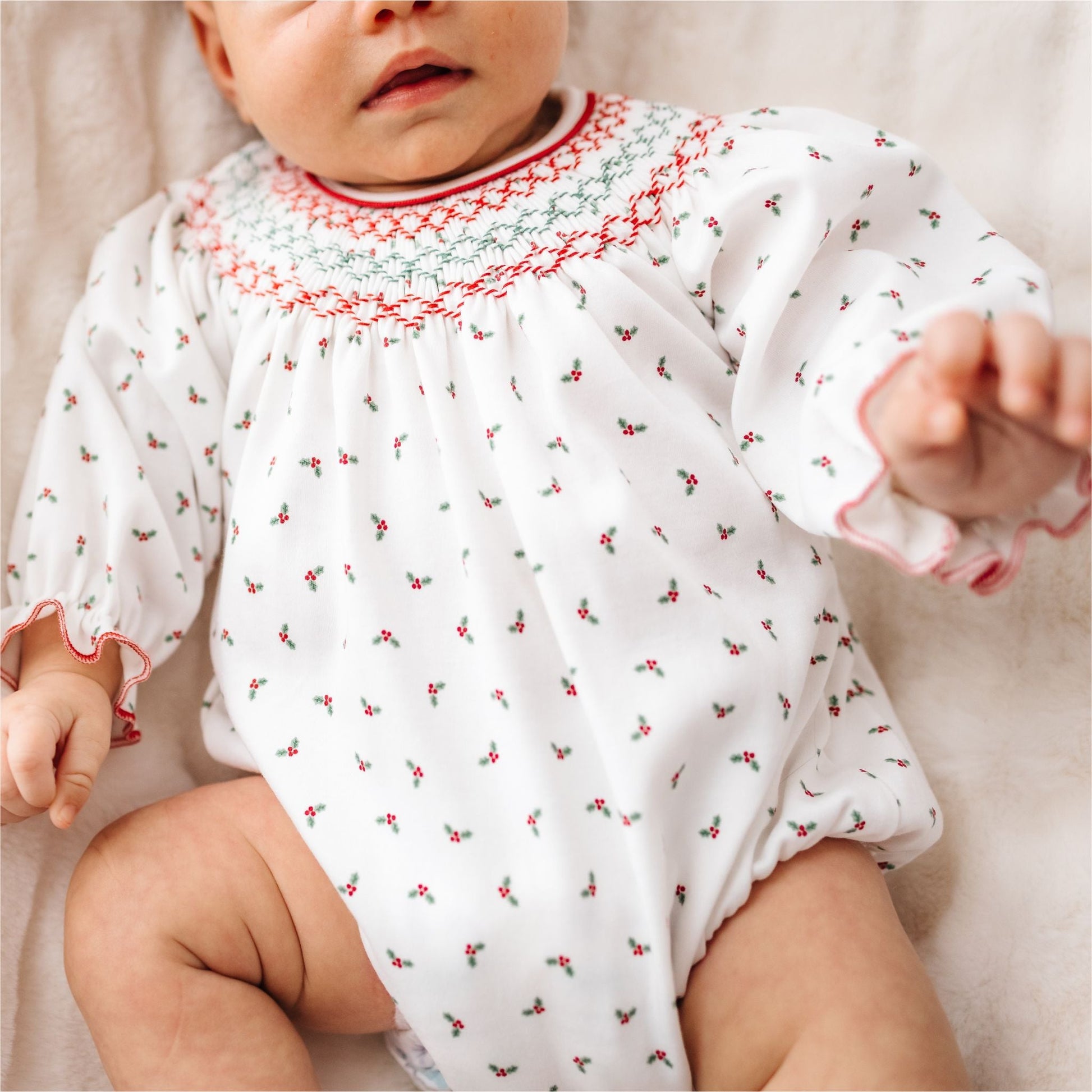 Winter Berries Bishop Long Sleeve Bubble - Magnolia BabyBubble