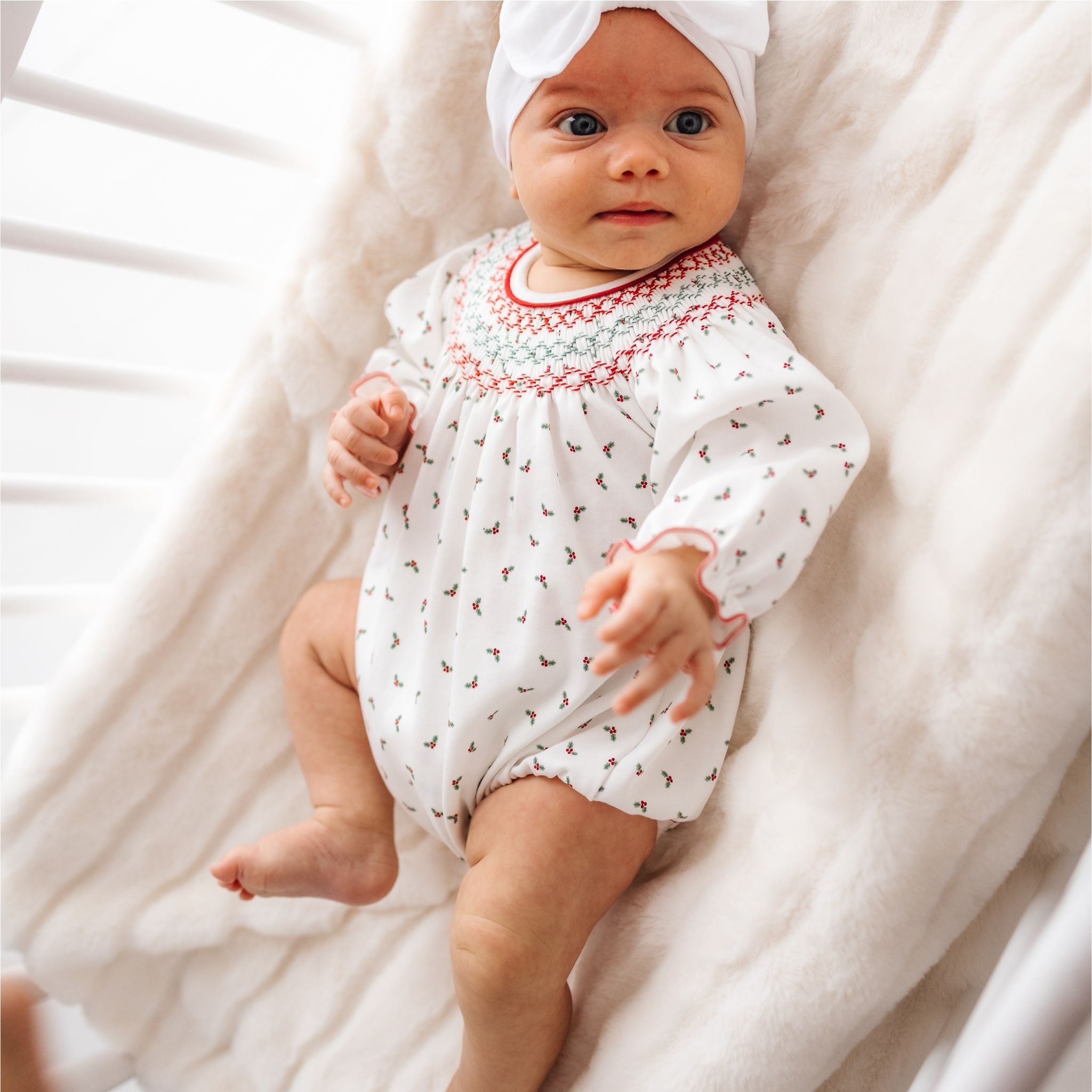 newborn smocked christmas dress Margaret Long Sleeve Smocked Christmas Dress