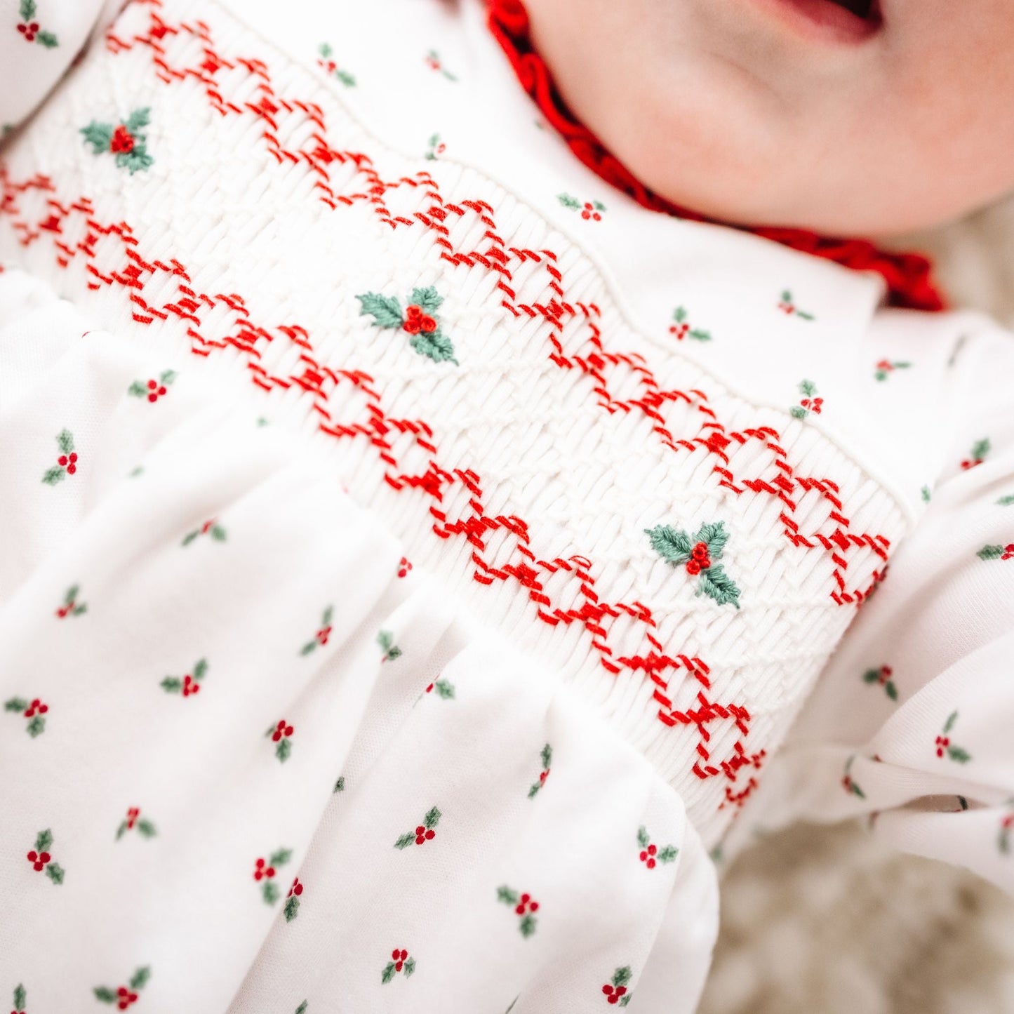 Winter Berries Smocked Long Sleeve Bubble - Magnolia BabyBubble