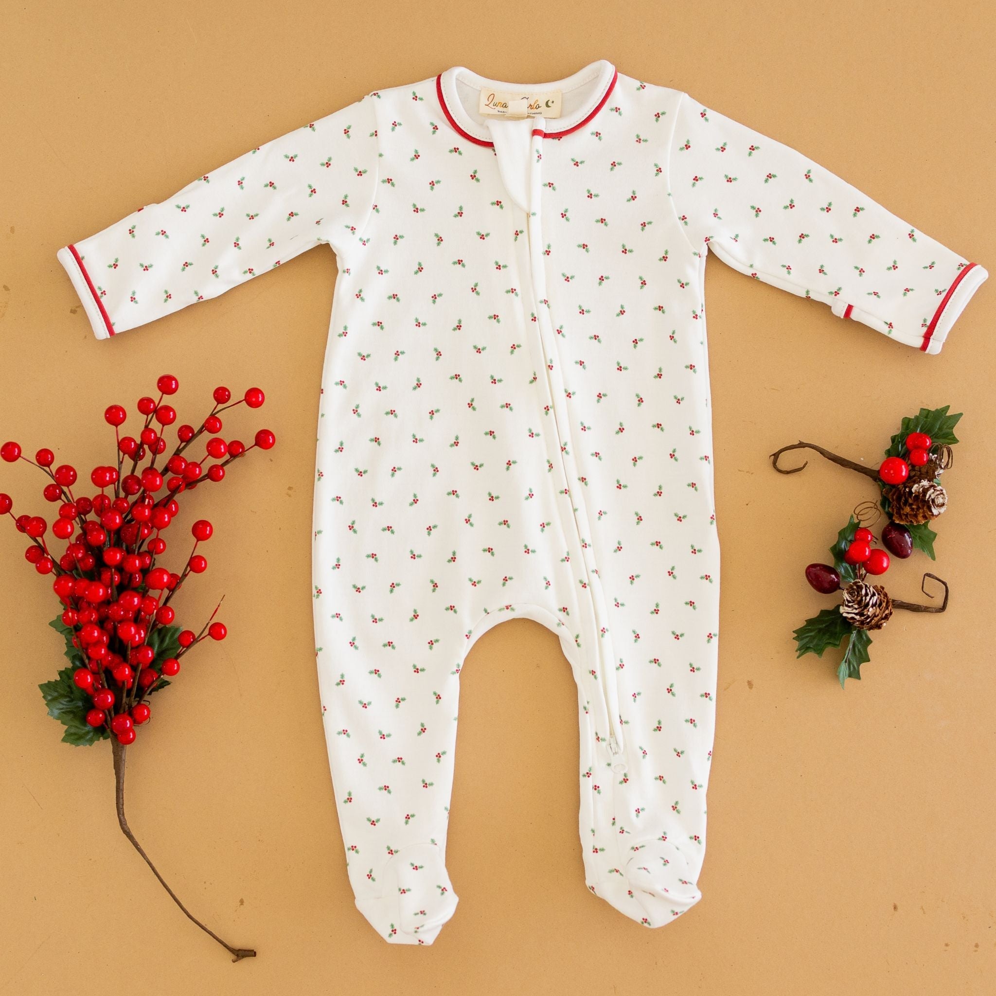 Winter Berries Zip Footie by Luna and Arlo - Magnolia BabyFootie