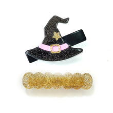  Witch Hat & Gold Wavy Hair Clips (2) - Magnolia BabyHair Clips
