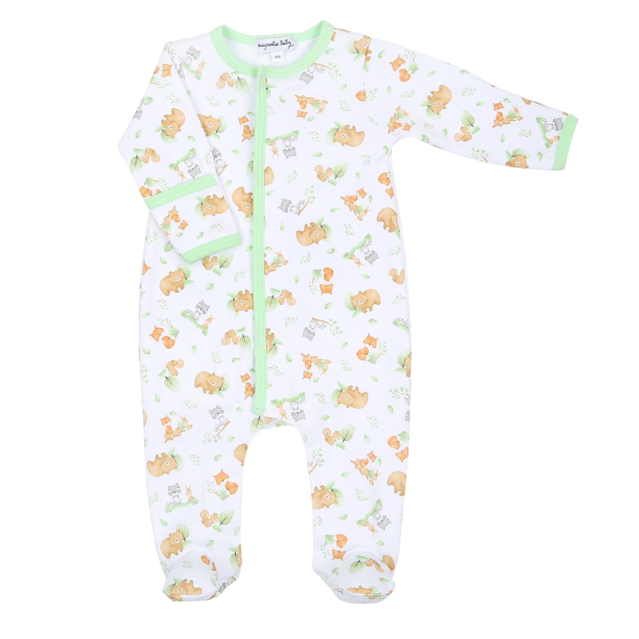 Woodland Friends Print Footie - Magnolia BabyFootie