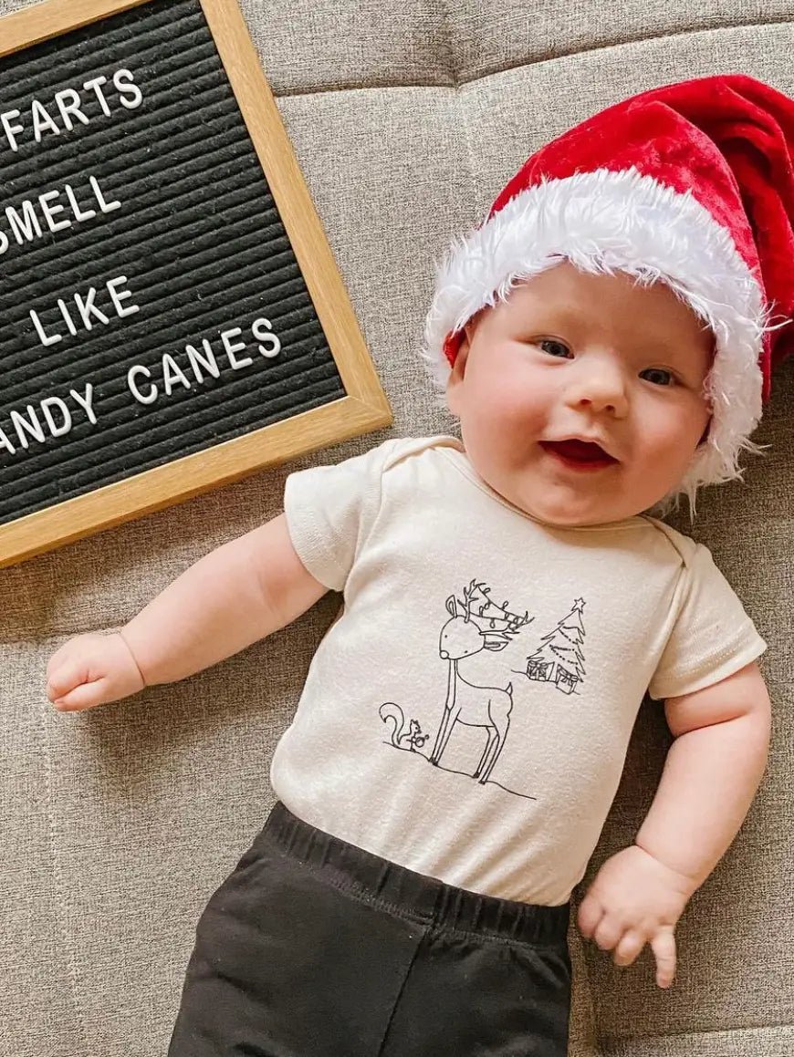 Woodland Reindeer Onesie - Magnolia BabyBodysuit