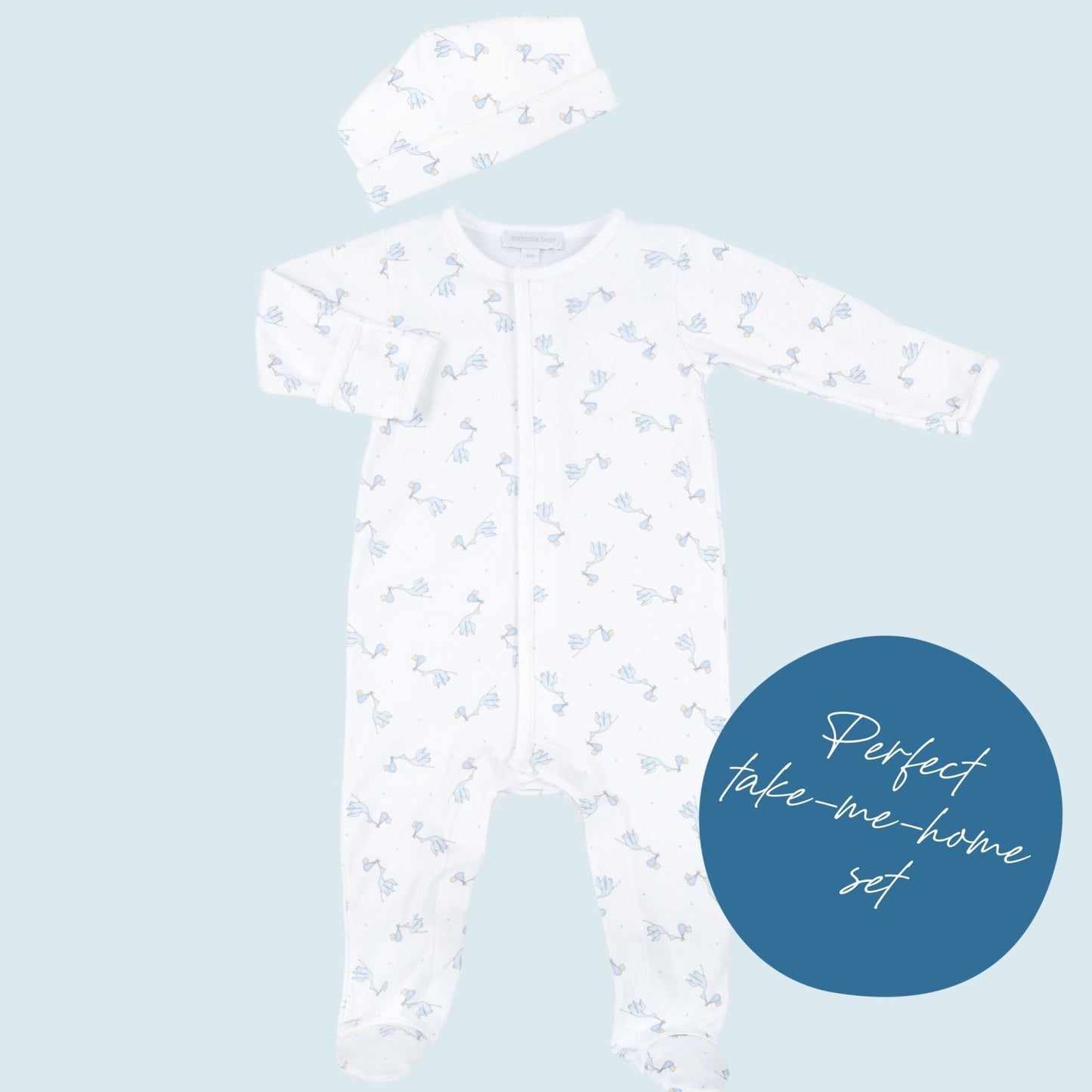 Worth the Wait Footie and Hat Set - Blue - Magnolia BabyFootie