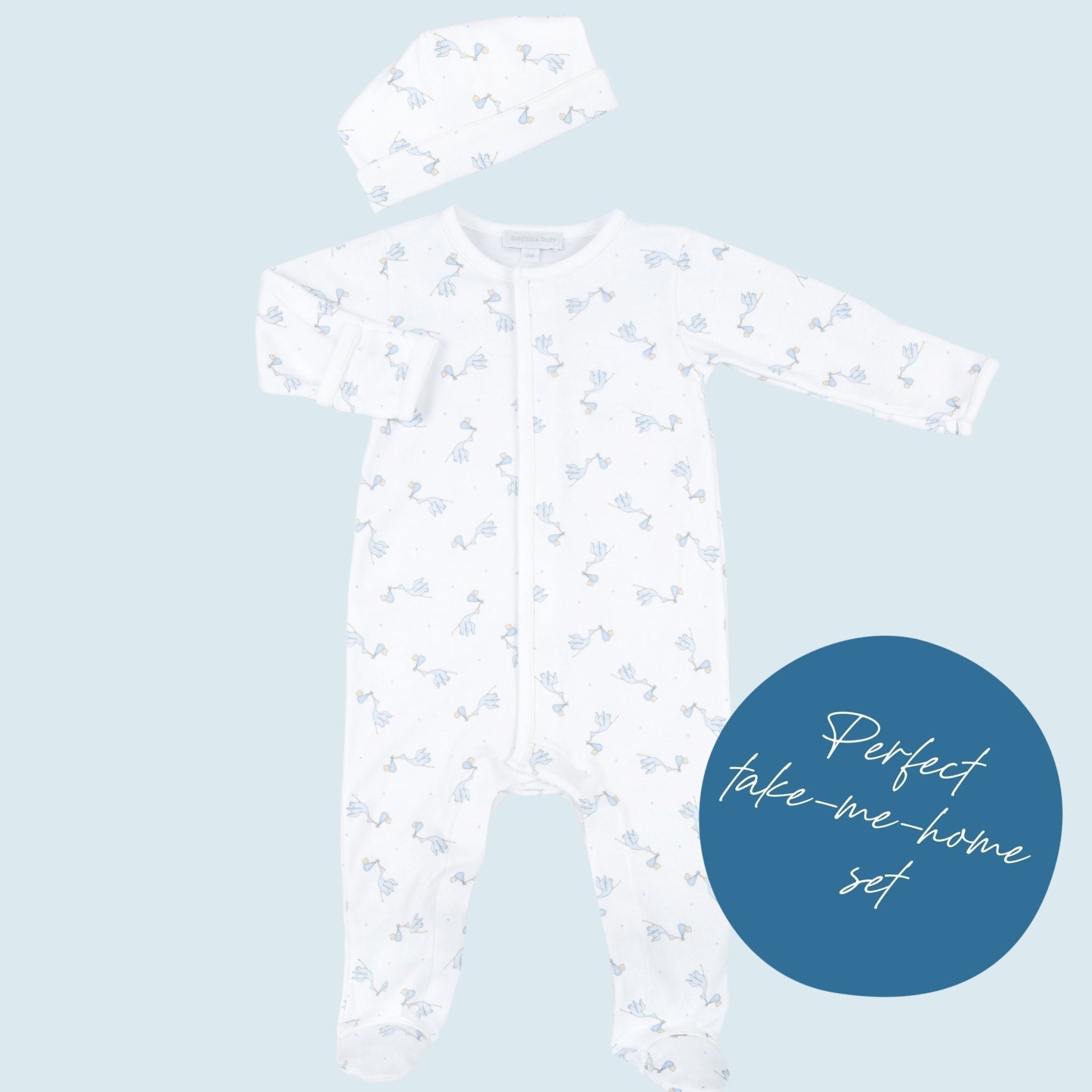 Worth the Wait Footie and Hat Set - Blue - Magnolia BabyFootie