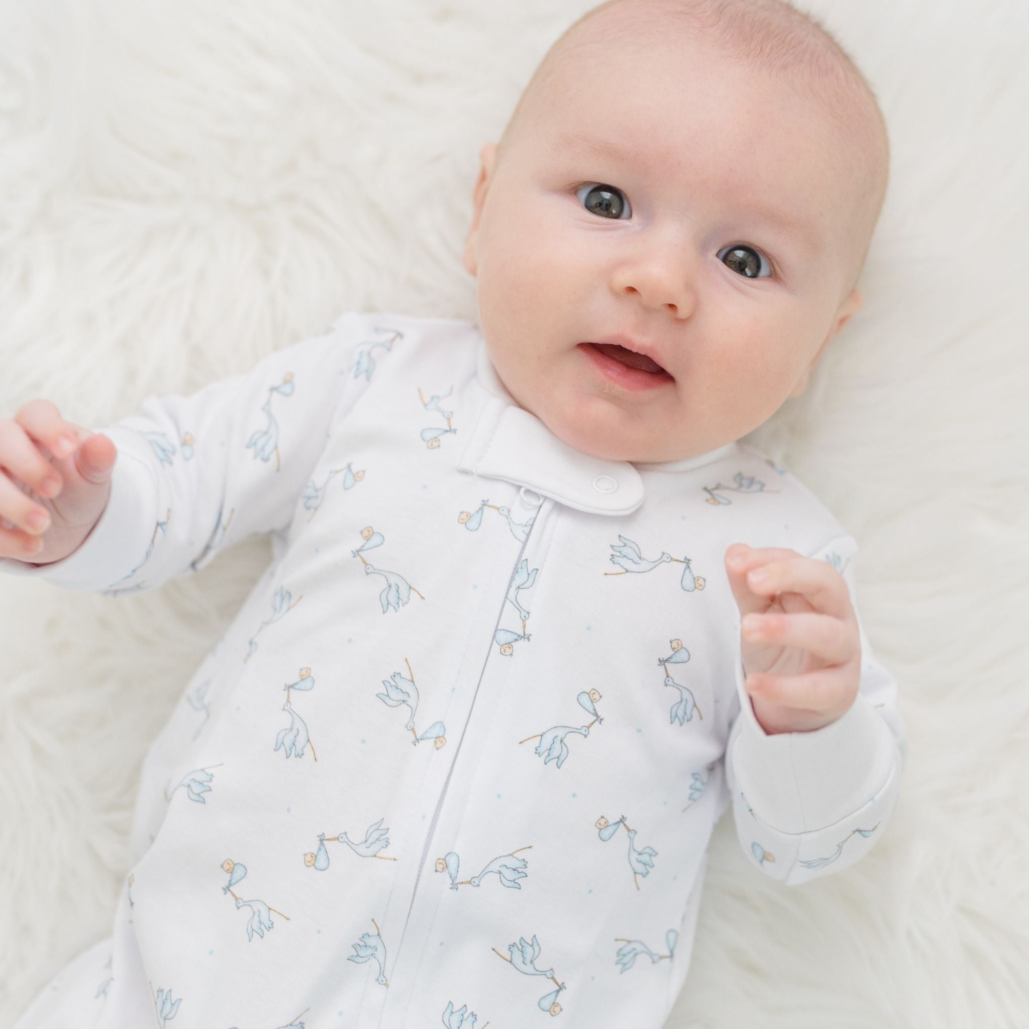 Worth the Wait Zipped Printed Footie - Blue - Magnolia BabyFootie