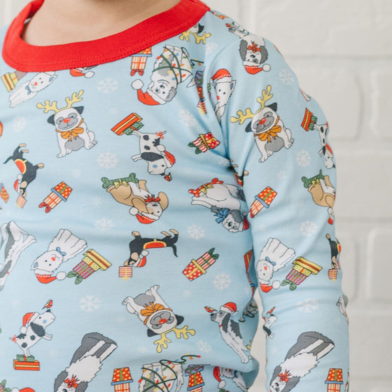 Yappy Christmas Big Kid Long Pajamas - Blue - Magnolia BabyLong Pajamas