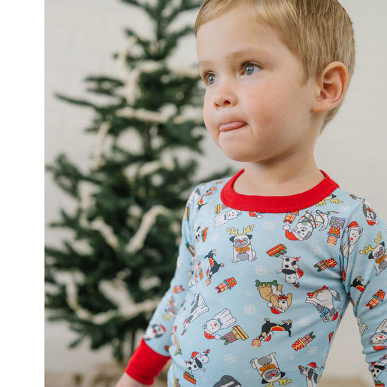 Yappy Christmas Big Kid Long Pajamas - Blue - Magnolia BabyLong Pajamas