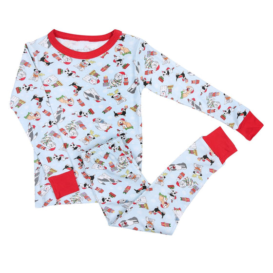 Yappy Christmas Big Kid Long Pajamas - Blue - Magnolia BabyLong Pajamas