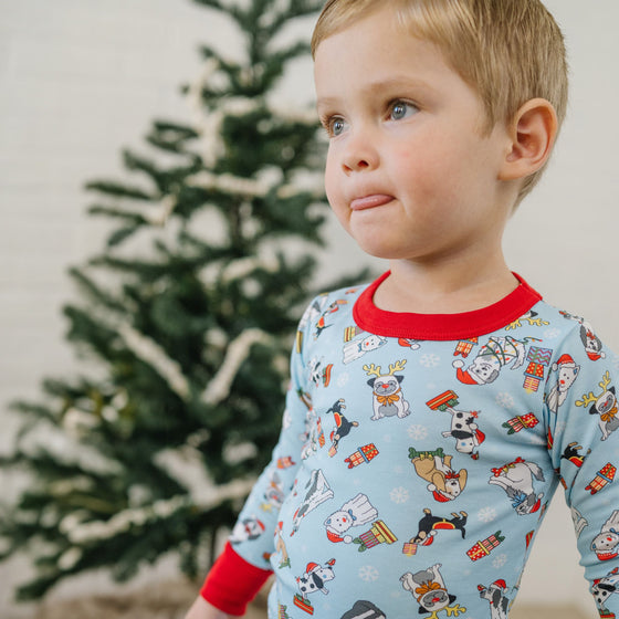 Yappy Christmas Long Pajamas - Blue - Magnolia BabyLong Pajamas