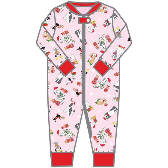 Yappy Christmas Zipper Pajamas - Pink - Magnolia BabyZipper Pajamas