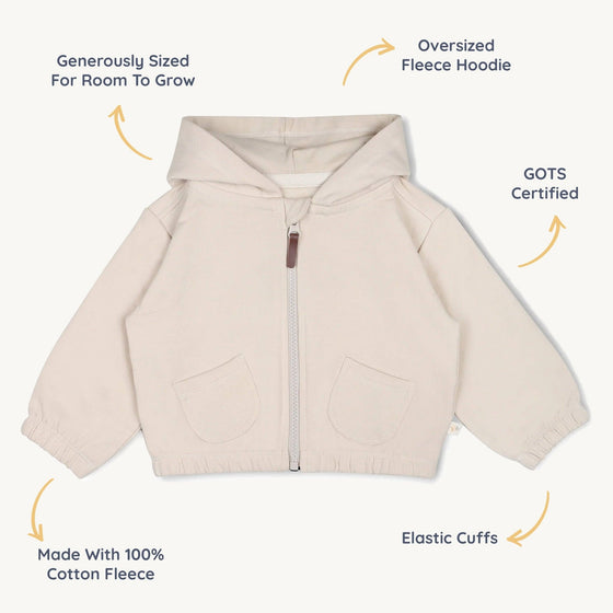 Zip Front Fleece Hooded Jacket - Oat - Magnolia BabyJacket