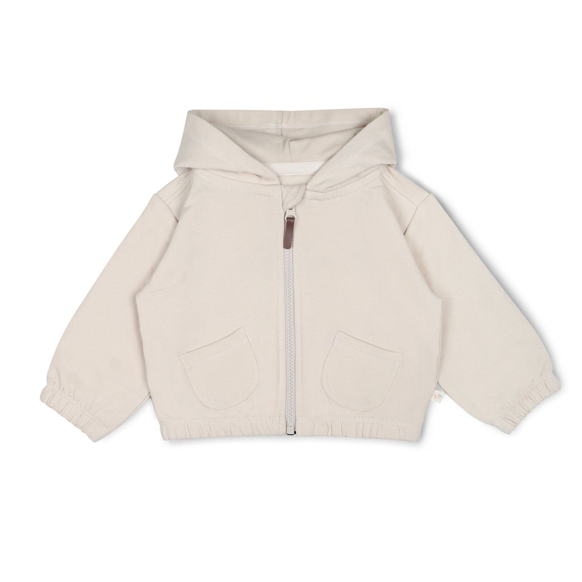 Zip Front Fleece Hooded Jacket - Oat - Magnolia BabyJacket