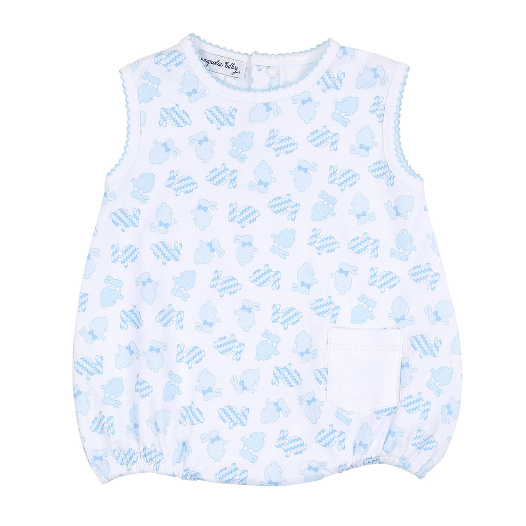 Little Cottontails Blue Printed Sleeveless Bubble