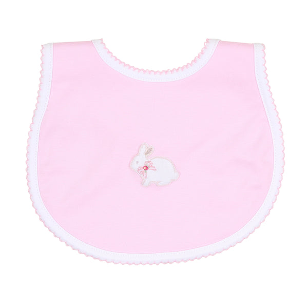 Little Cottontails Pink Embroidered Bib