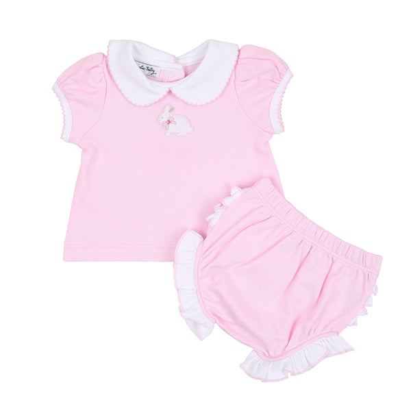 Little Cottontails Pink Embroidered Collared Ruffle Diaper Cover Set