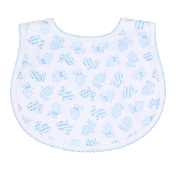 Little Cottontails Blue Printed Bib