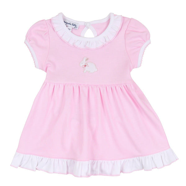 Little Cottontails Pink Embroidered Short Sleeve Dress Set