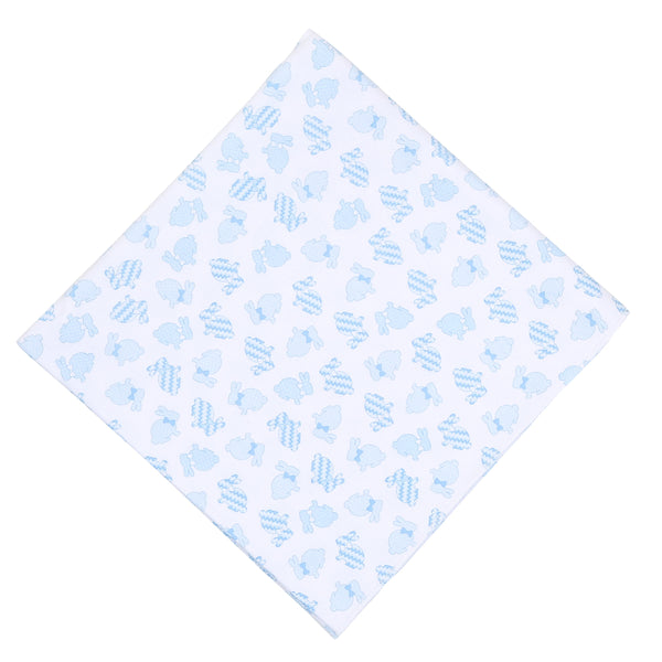 Little Cottontails Blue Printed Swaddle Blanket