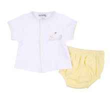  Vintage Duckies Yellow Embroidered Diaper Cover Set