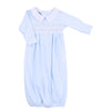 Emma and Aedan Blue Smocked Collared Pleated Gown