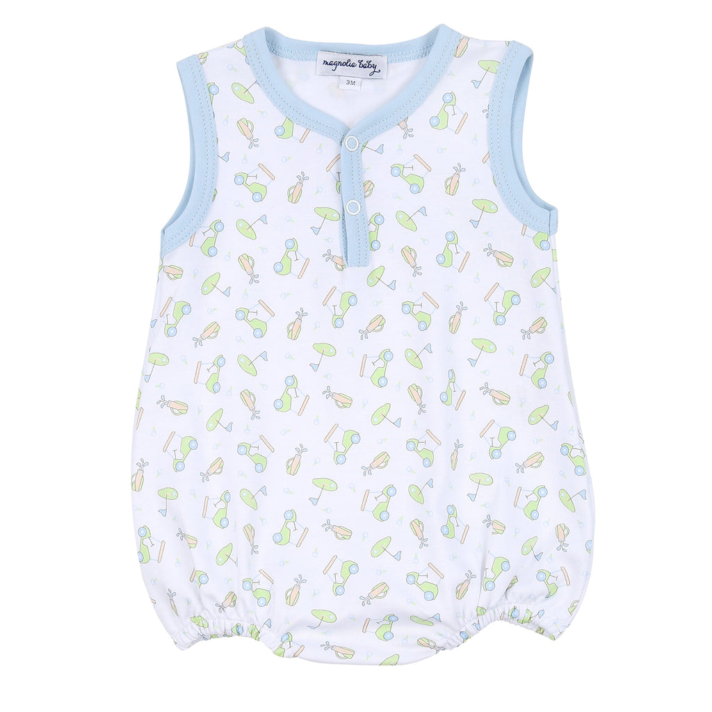 On the Green Blue Printed Sleeveless Bubble
