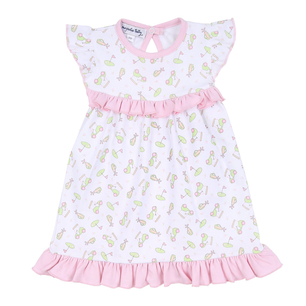 On the Green Pink Printed Ruffle Flutters Dress Set