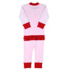 Pijama con cremallera y volante rosa con aplicación de Papá Noel que guiña un ojo