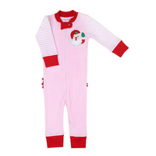  Pijama con cremallera y volante rosa con aplicación de Papá Noel que guiña un ojo