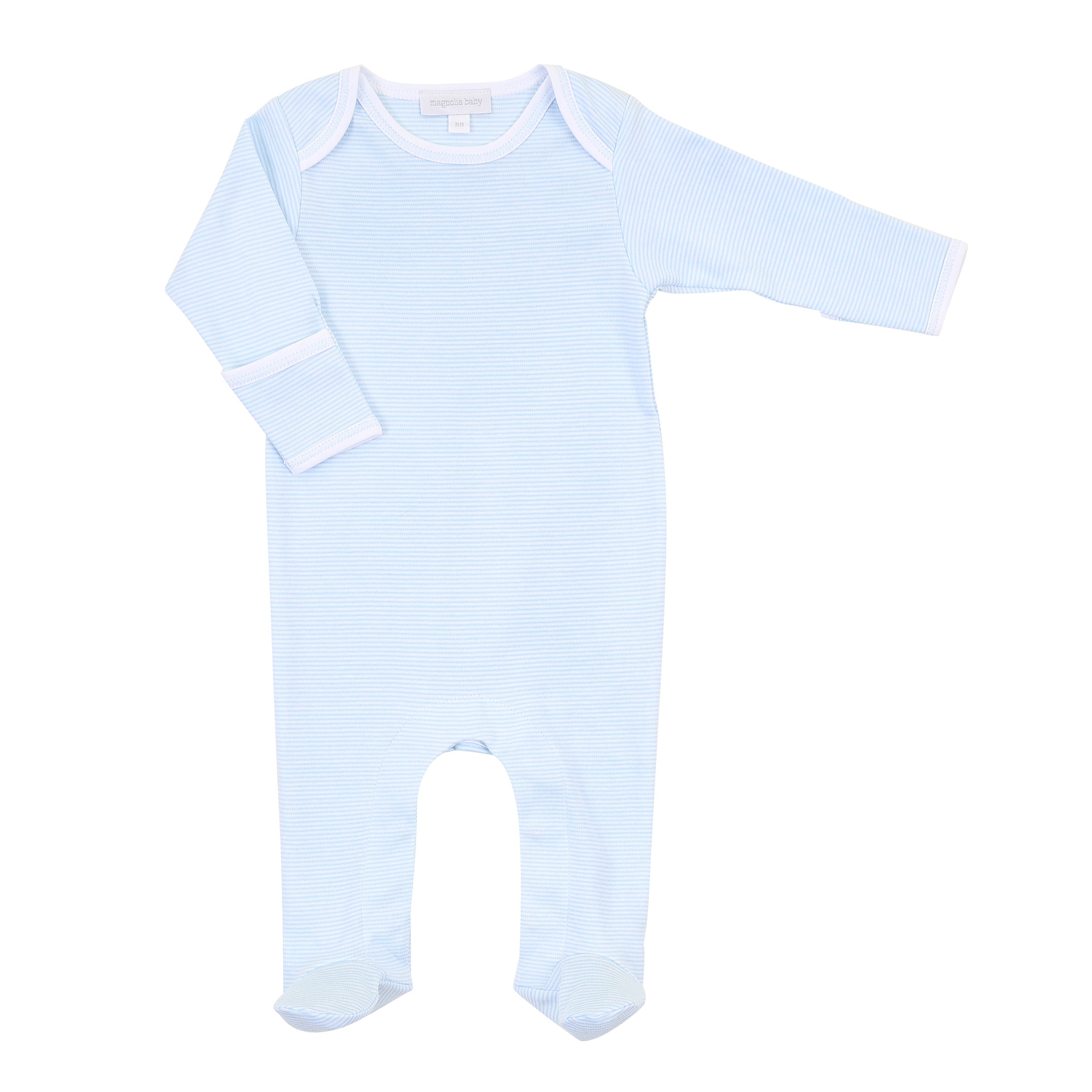 Mini Stripes Lap Footie Pastel Blue - Magnolia Baby Boy