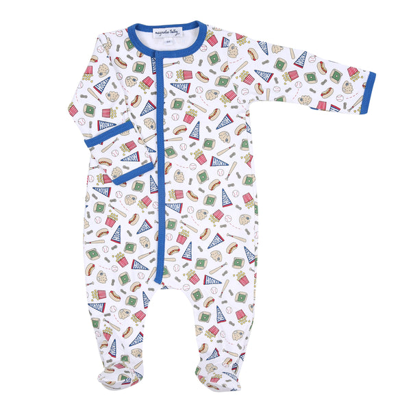 Hurray for Baseball Blue Printed Footie