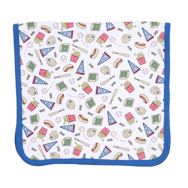 Hurray for Baseball Blue Printed Burp Cloth