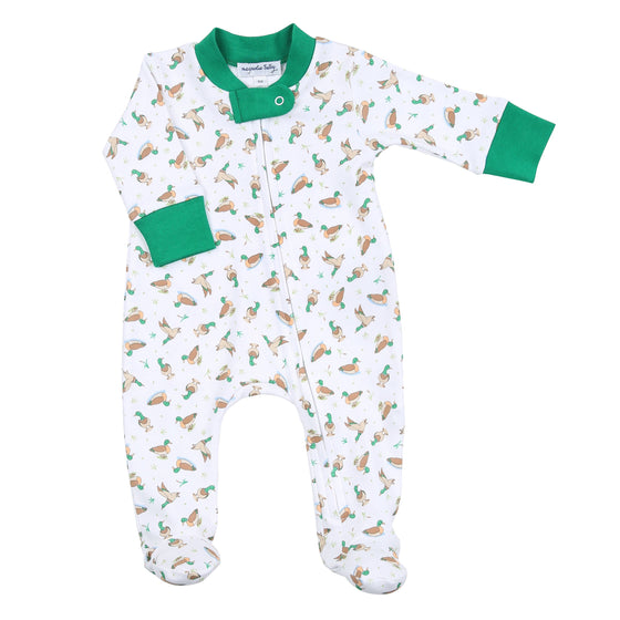 Majestic Mallard Green Printed Zipper Footie