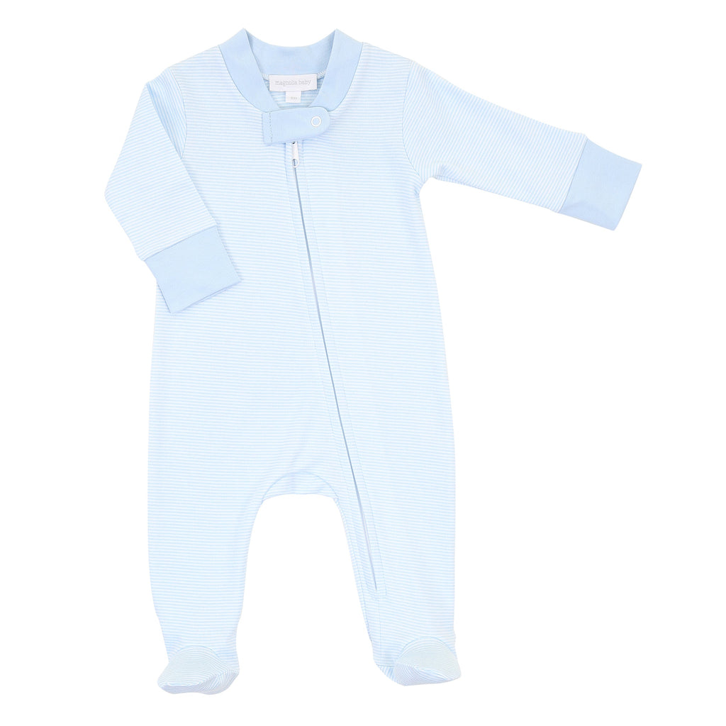 Essentials Mini Stripes Blue Zipped Footie