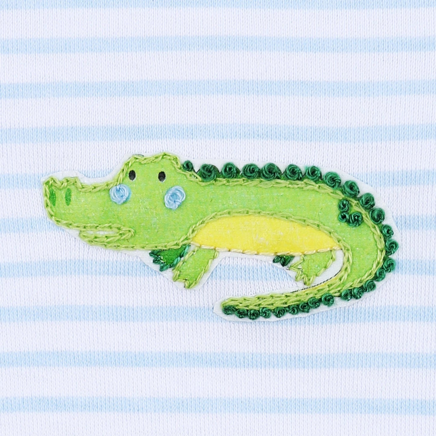 Alligator Friends Blue Embroidered Front Snap Short Playsuit - Magnolia BabyShort Playsuit