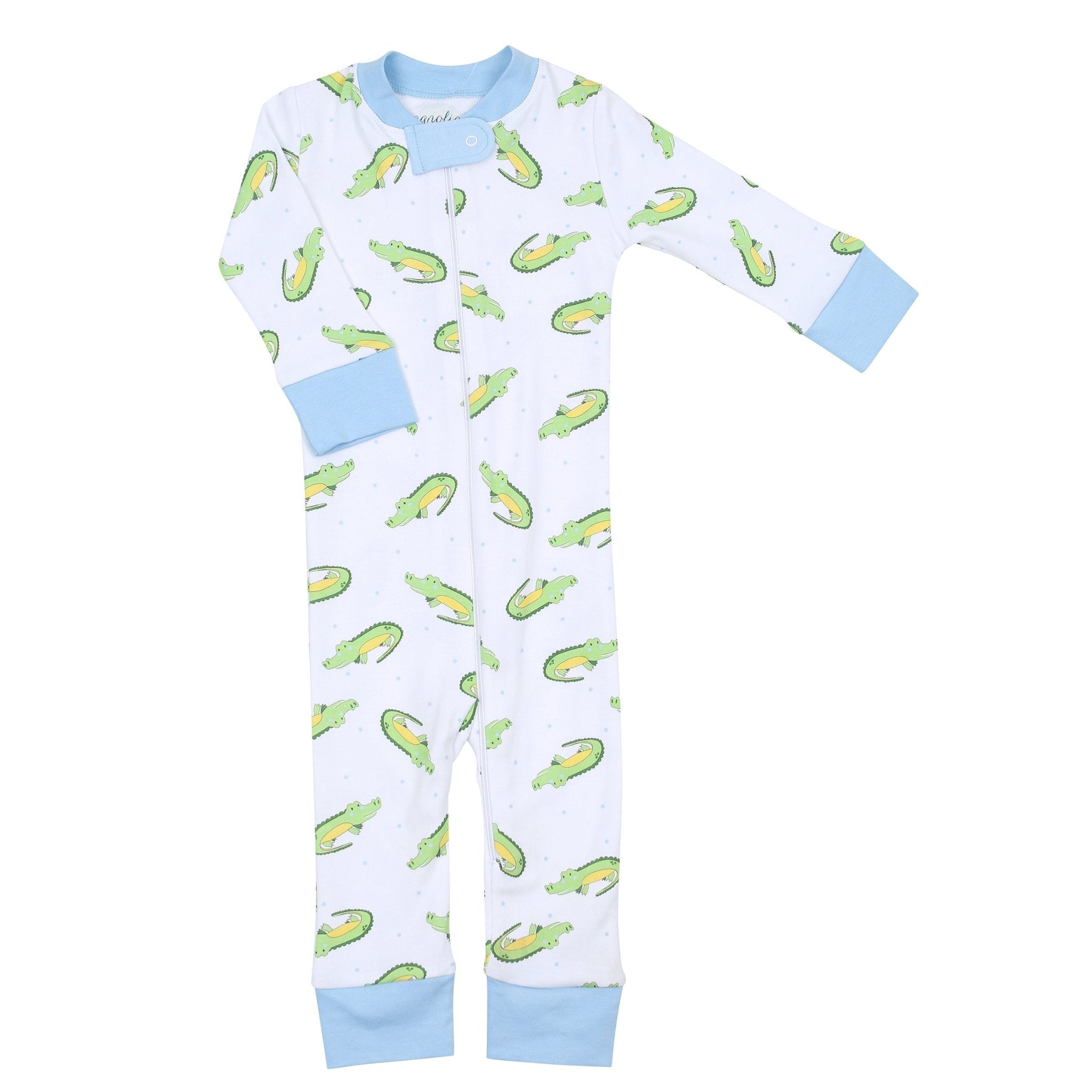 Alligator Friends Blue Zip Pajamas - Magnolia BabyZipper Pajamas