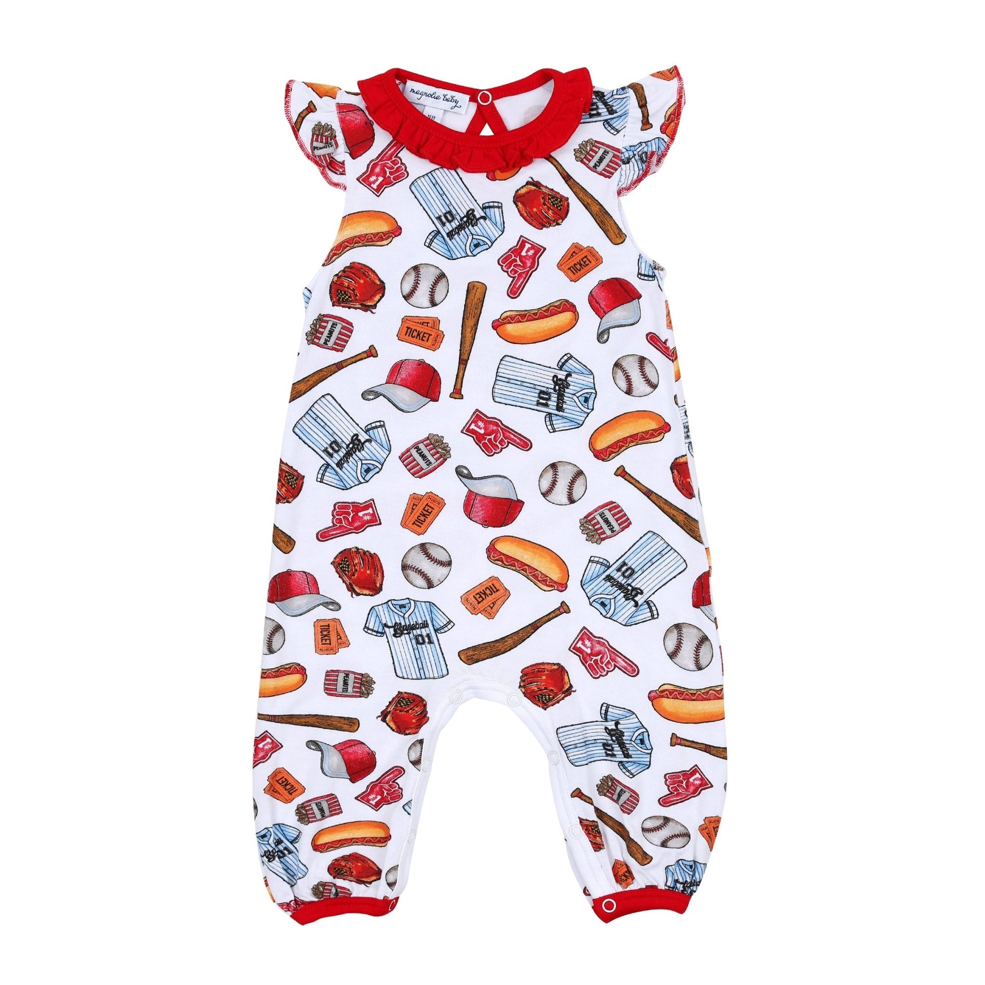 Baseball Fever Print Flutters Playsuit - Magnolia BabyPlaysuit