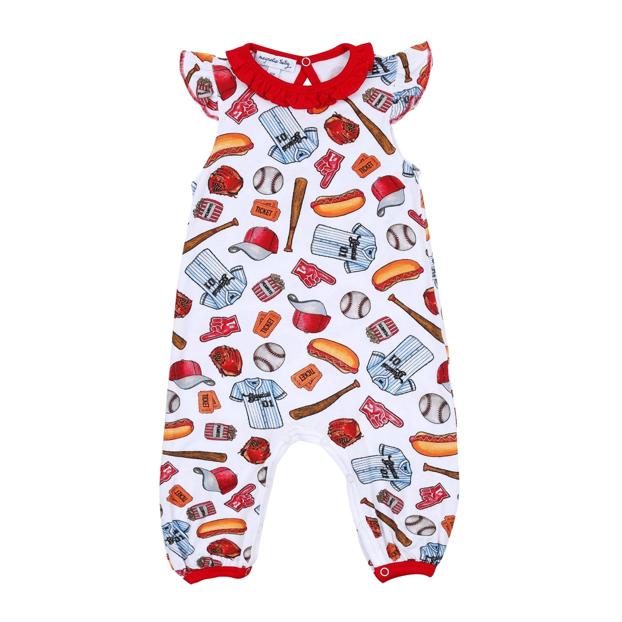 Baseball Fever Print Flutters Playsuit - Magnolia BabyPlaysuit