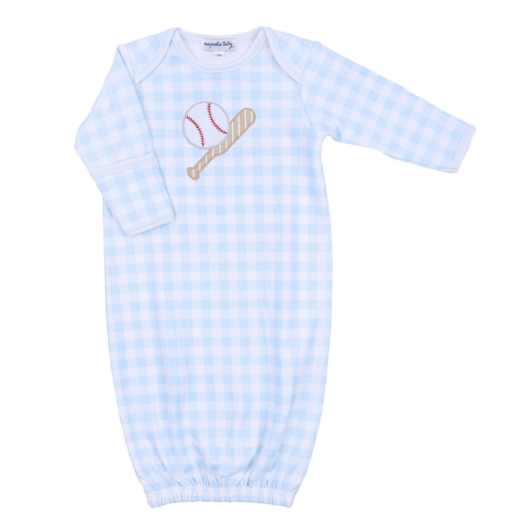 Batter Up Applique Blue Lap Gown - Magnolia BabyGown