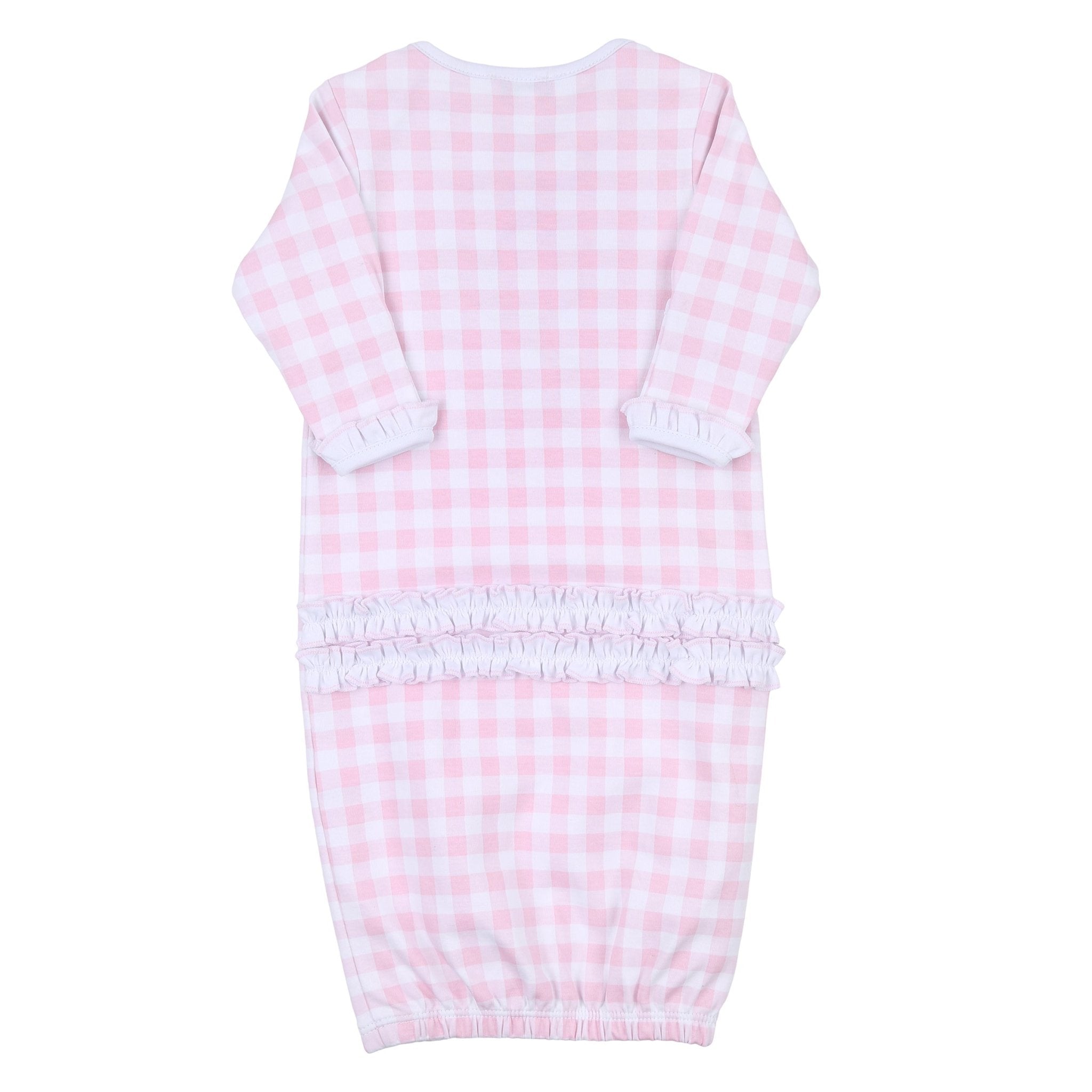 Batter Up Applique Pink Ruffle Lap Gown - Magnolia BabyGown